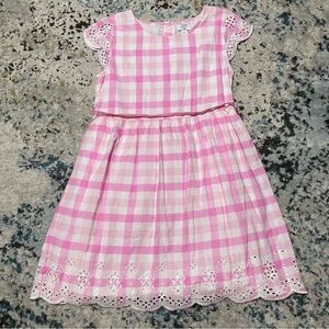 Crown & Ivy Kids Pink Checkered Dress with Eyelet Detail